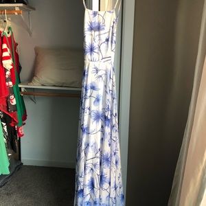 White and Blue Maxi Dress